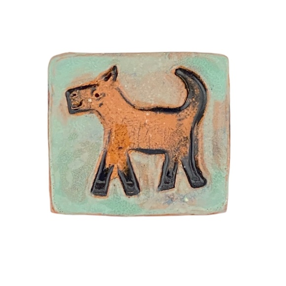handmade Jewelry - Handmade Dog Pottery Pin Brooch